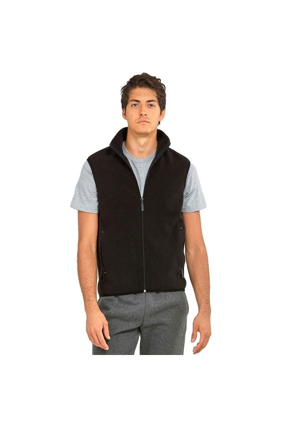 Men's Full-Zip Polar Fleece Vest, Black L, 1 Count, 1 Pack
