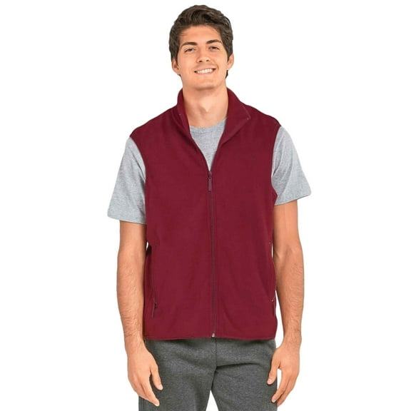 Men's Full-Zip Polar Fleece Vest, Burgundy XL, 1 Count, 1 Pack