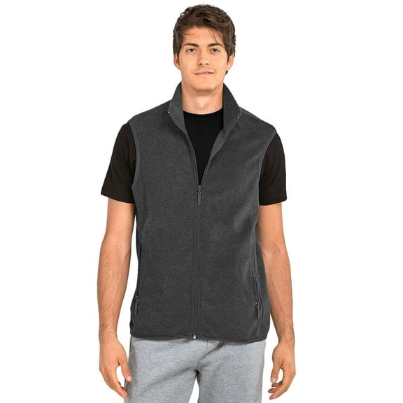Men's Full-Zip Polar Fleece Vest, Charcoal Gray S, 1 Count, 1 Pack
