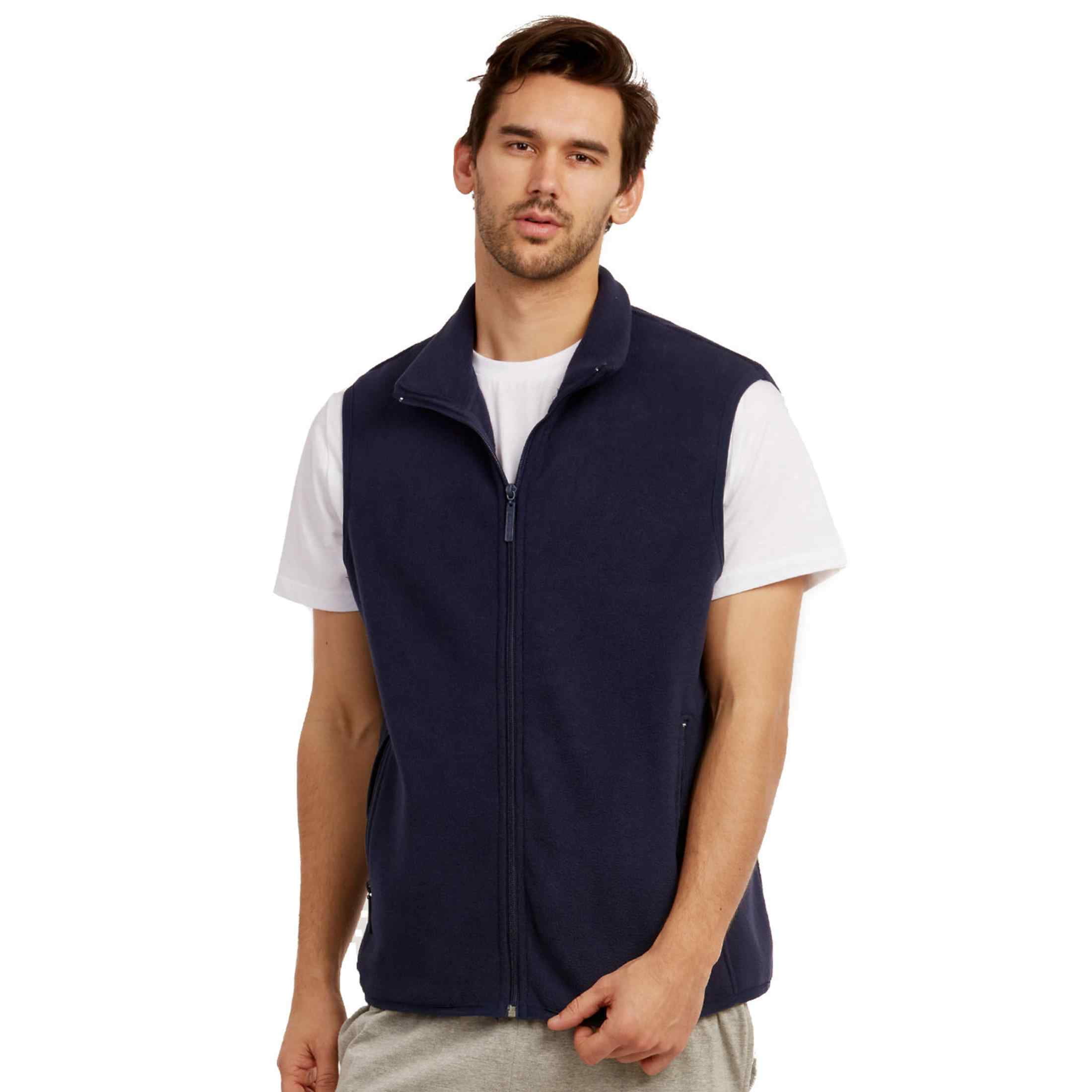 Walmart Men's 2XL Full-Zip Polar Fleece Vest, Navy, 100% Polyester
