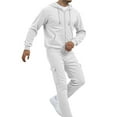 thumbnail image 1 of Men's Full-Zip Polo Jacket & Drawstring Pants Set, 2-Piece Regular Fit Casual Tracksuit with Pockets, Solid Color, Multiple Sizes, 1 of 9