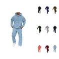 thumbnail image 1 of Men's Full Zip Polo Jacket & Drawstring Pants Set, Comfortable Relaxed Fit, Solid Color, Regular Size, 1 of 9