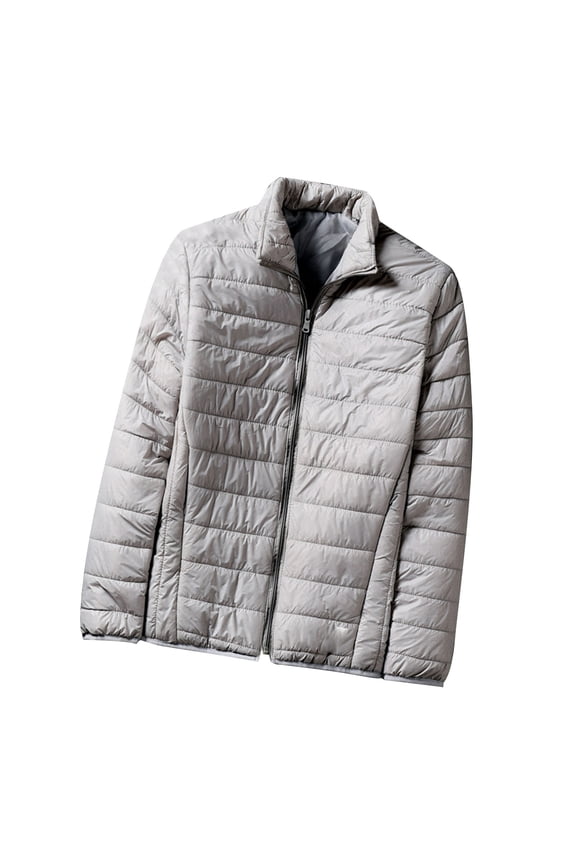 Men's Full Zip Puffer Winter Down Jacket - Lightweight Windbreaker Quilted Insulated Puffy Coats