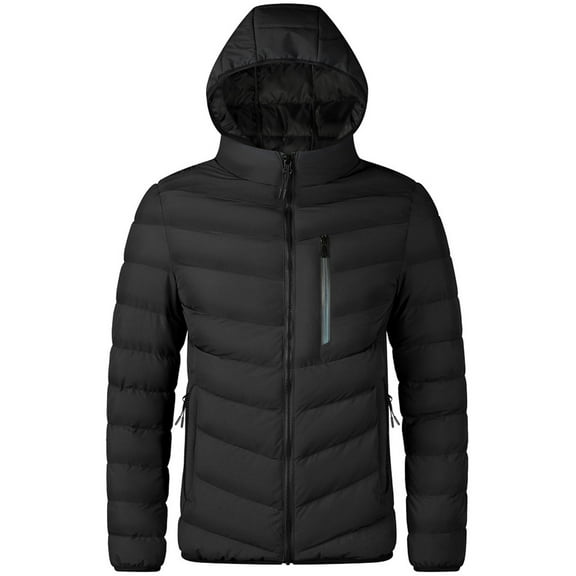 Men's Full Zip Quilted Lined Winter Coats With Extra Pockets