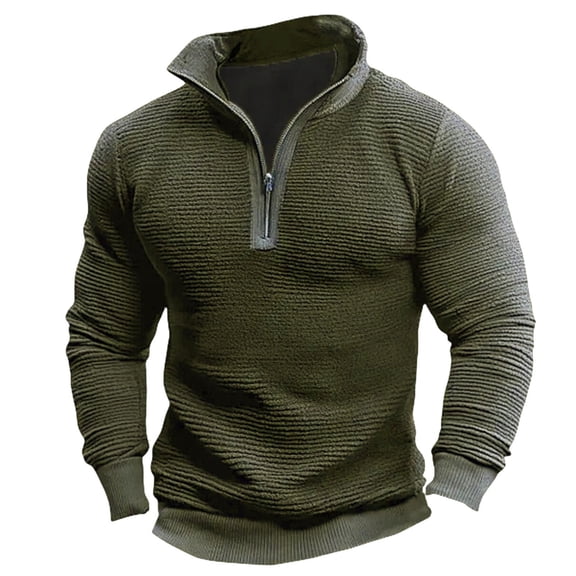 Men's Full Zip Solid Color Sweater Casual Lightweight Pullover Jacket Soft Comfortable Stand Collar Long Sleeve Athletic Outdoor Wear Sweat Shirts Athletic Top Lightweight Basic Pullover Shirts