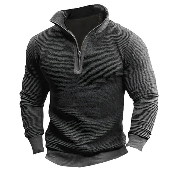 Men's Full Zip Solid Color Sweater Casual Lightweight Pullover Jacket Soft Comfortable Stand Collar Long Sleeve Athletic Outdoor Wear Sweat Shirts Athletic Top Lightweight Basic Pullover Shirts