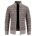 thumbnail image 1 of Men's Full Zip Sweaters Solid Color Cardigan with Pockets Winter Knit Outerwear for Men Long Sleeve Stand Collar Jackets (Gray 3XL), 1 of 7