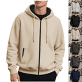 thumbnail image 1 of Men's Full Zip Sweatshirt Heavyweight Solid Color Casual Hoodie with Pockets Fall Winter Outfit, 1 of 10