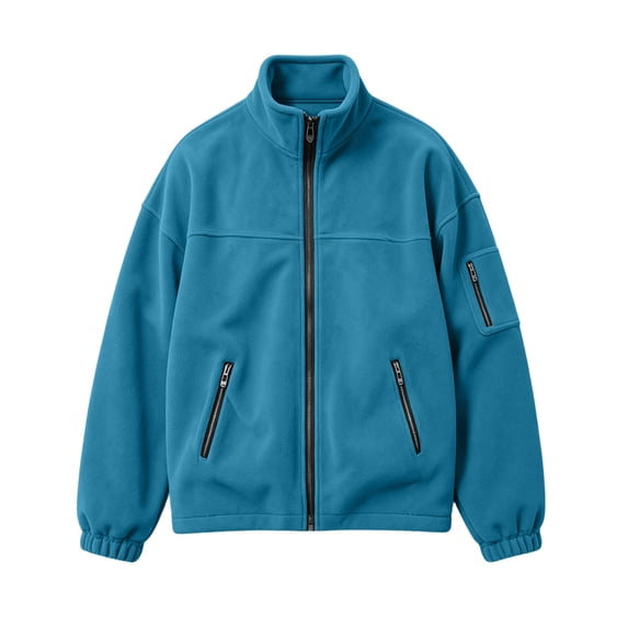 Men's Full Zip Sweatshirt Multi Pocket Stand Collar Long Sleeve Tops Full Zip Men's Fall Winter Street Warm Fleece Jacket ffor Casual Outerwear