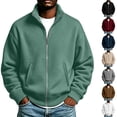 thumbnail image 1 of Men's Full Zip Sweatshirt Stand Collar Raglan Sleeve Casual Jacket with Pockets Relaxed Fit Long Sleeve Top for Fall Winter Daily Commute, 1 of 8