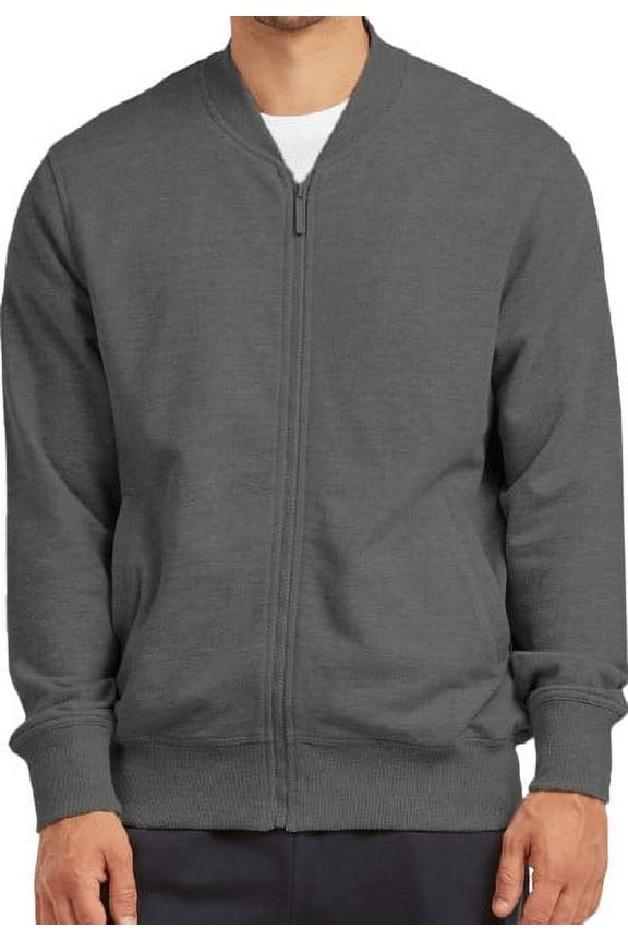 Men's Full-Zip TERRY Bomber Jacket, Charcoal Grey S