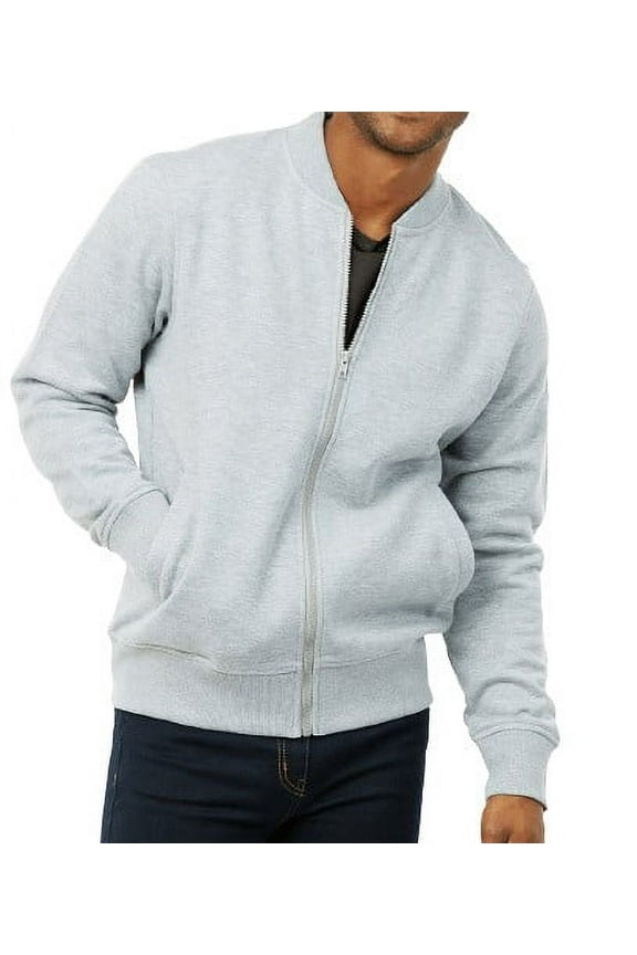 Men's Full-Zip TERRY Bomber Jacket, Heather Grey M