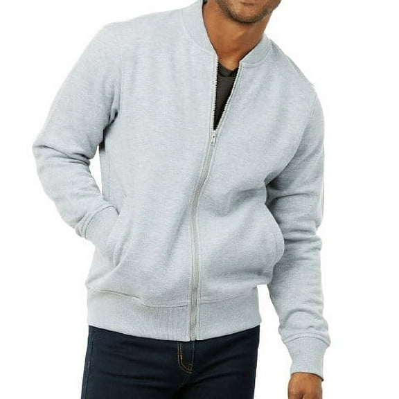 Men's Full-Zip TERRY Bomber Jacket, Heather Grey XL