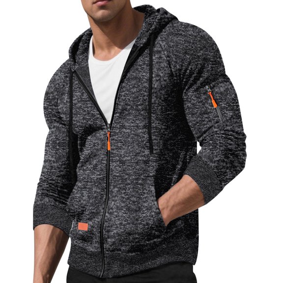 Men's Full Zip Tactical Hoodie Jacket - Lightweight/Warm Cotton-Spandex Athletic Hooded Sweatshirt with Kangaroo Pocket, Windproof & Waterproof (Plus Size)
