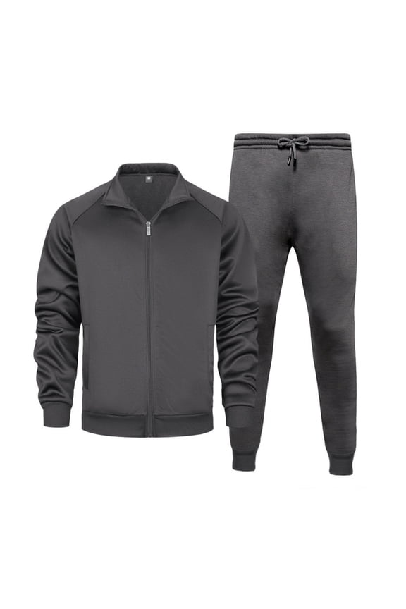Men's Full Zip Track Suit Set Long Sleeve Jacket and Drawstring Pants Athletic Jogging Sportswear Outfit