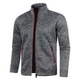 thumbnail image 1 of Men's Full Zip Up Sweatshirt Without Hood Fall Fashion Jackets Zipper Mock Neck Coat Casual Long Sleeve Top With Zipper Pockets Dark Gray XL, 1 of 4