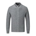 thumbnail image 1 of Men's Full Zipper Cardigan Casual Stand Collar Knit Sweater Raglan Sleeve Fall Winter Ribbed Sweater XL, Gray, 1 of 7