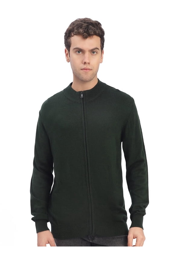 Casual Men’s Full Zipper Sweater – Green | S