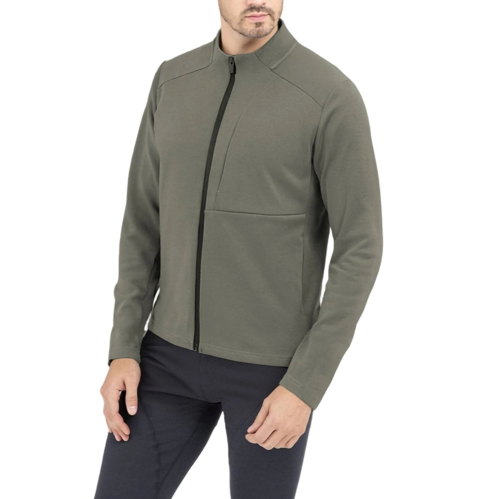 Men's Full-zip Jacket with Invisible Side Pockets Fitted Workout