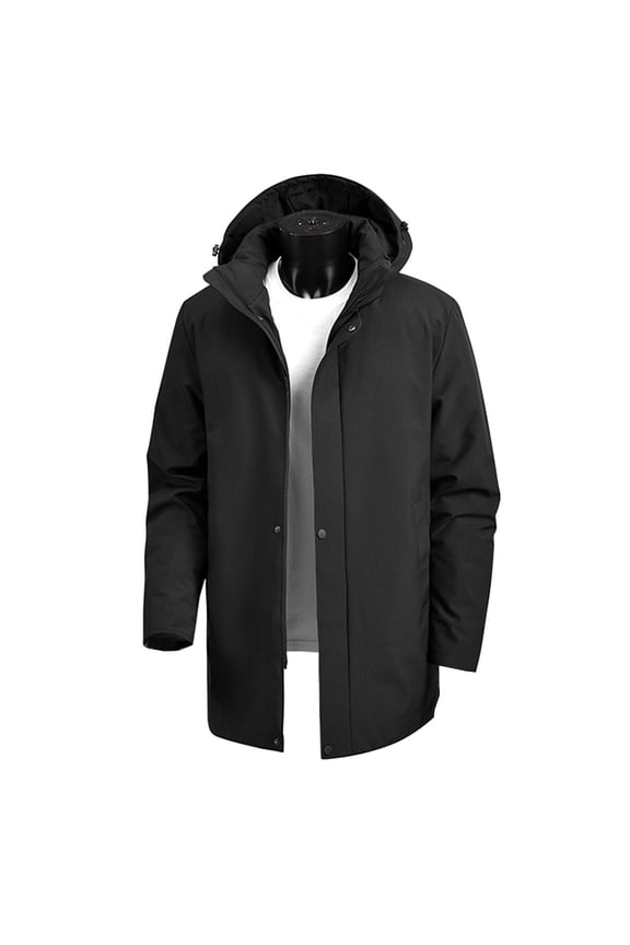 Men's Full-zip Winter Jacket with Adjustable Hood Heavyweight Thicken Ski Coat Warm Cotton Padded Windproof Outerwear (3XL, Black)