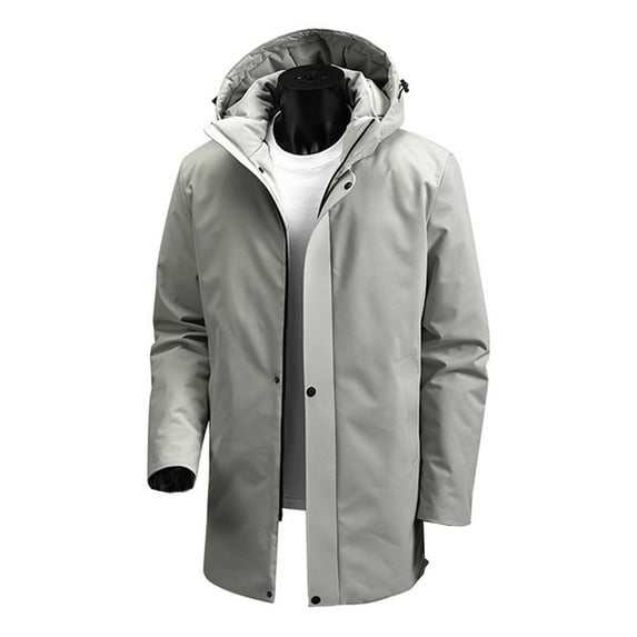 Men's Full-zip Winter Jacket with Adjustable Hood Heavyweight Thicken Ski Coat Warm Cotton Padded Windproof Outerwear (XL, Khaki)