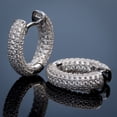 thumbnail image 1 of Fully Iced Cz Honey Comb Men's Women 3D Hoops White Gold Plated 925 Sterling Silver Post Flower Set Ice Out  Huggie Hoop Earrings, 1 of 5