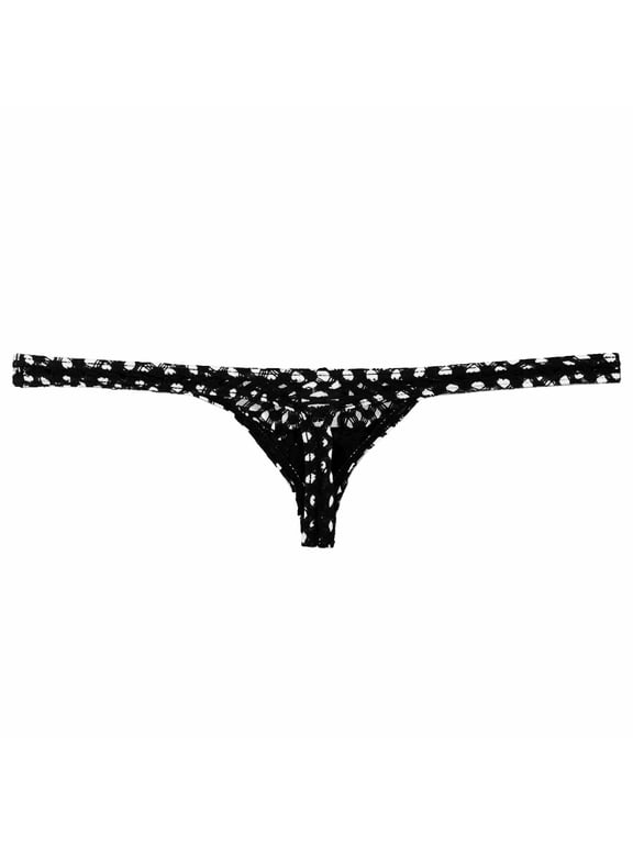 Men's Fully Transparent Breathable Sexy And Checkered Hollow Thong
