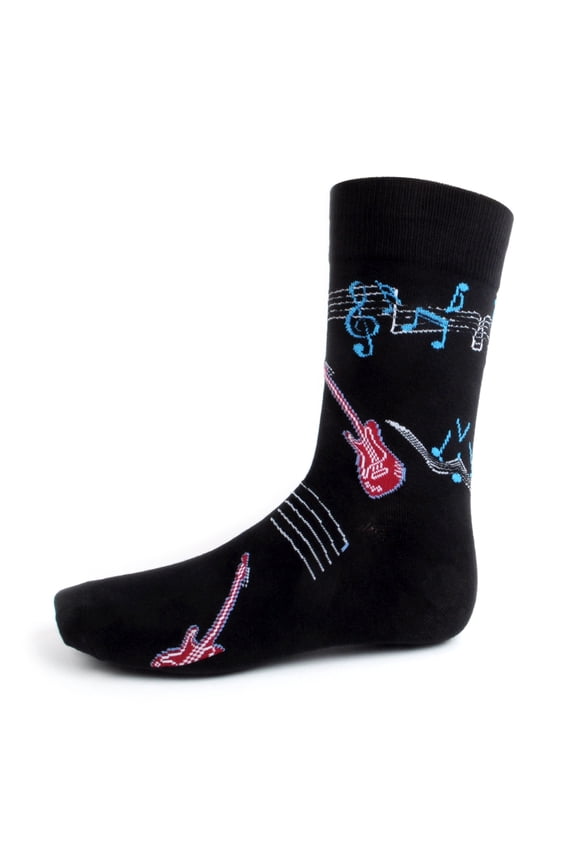 Men's Fun Music Note Crew Socks, Sock Size 10-13 / Shoe Size 6-12.5, Great Holiday/Birthday Gift