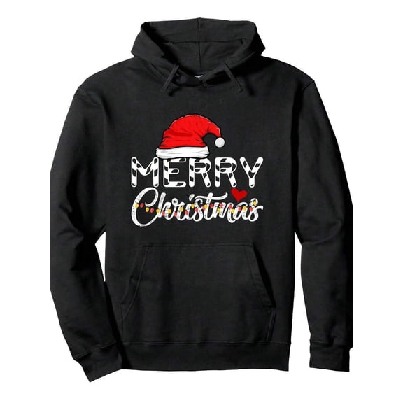 Men's Fun Santa Claus Pattern Hoodie - 250gsm Heavyweight Long Sleeve Casual Hoodie With Christmas Letters And Santa Hat Design, Front Pocket, Warm Winter Holiday Sweater, Suitable For Men, Family Ma