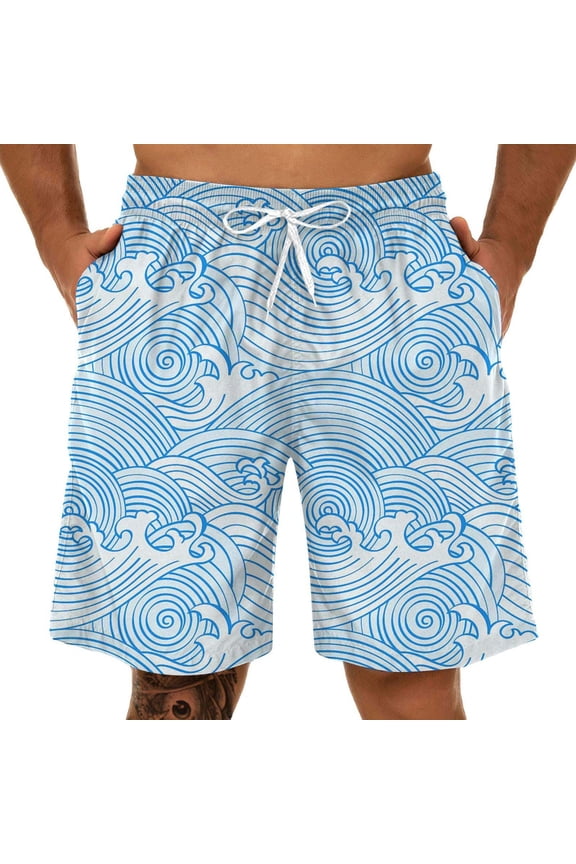 Men's Fun Shorts Wave 3D Leisure Plus Size Pattern Print Summer Sports Pants