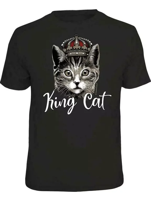 Men's Fun T-Shirt with Print - King Cat - Funny Cadeaux for Men T Shirts