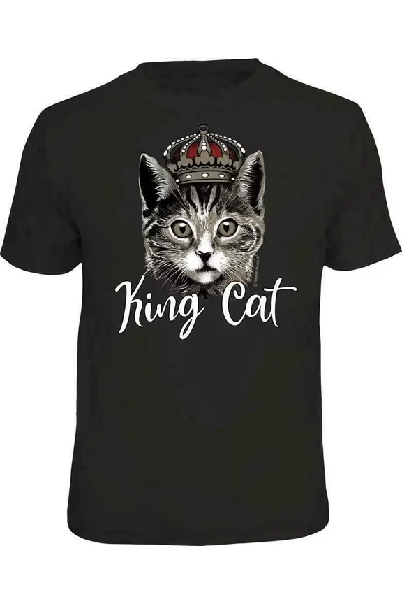 Men's Fun T-Shirt with Print - King Cat - Funny Cadeaux for Men T Shirts