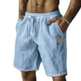 thumbnail image 1 of Men's Functional Outdoor Work Shorts, Multi-Pocket Cargo Shorts with Elastic Waist & Reinforced Belt Loops ,Light Blue M, 1 of 4