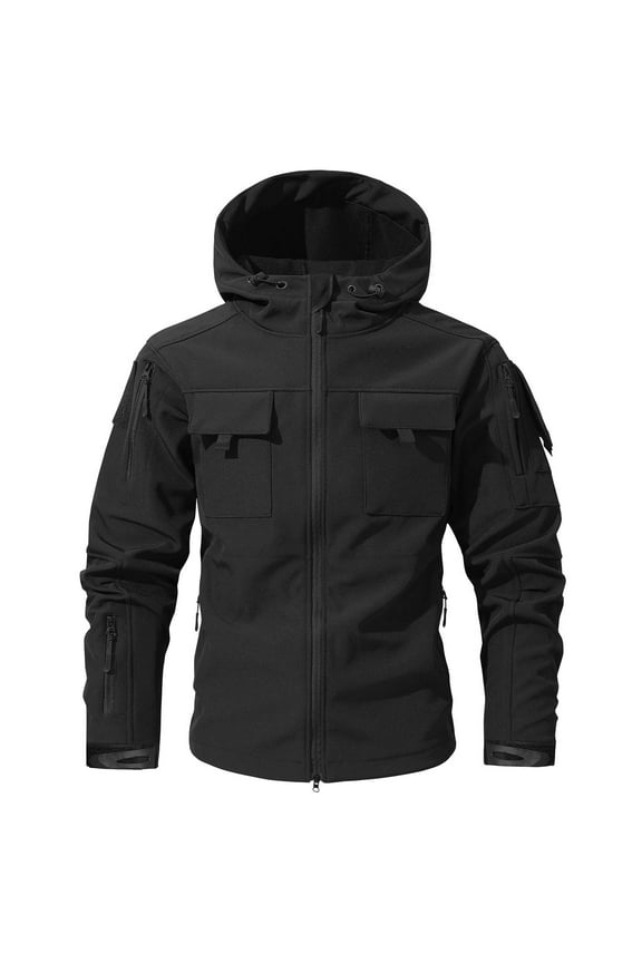 Men's Functional Softshell Jacket Loose Fit Windproof Lined Workwear Coat for Outdoor Casual Use