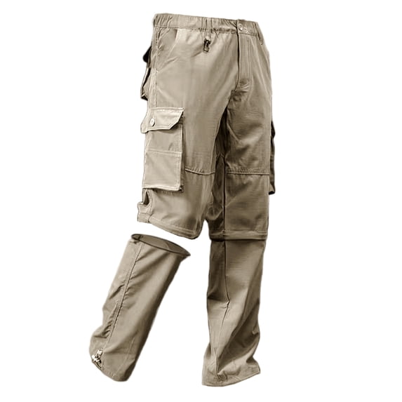 Men’s Functional Stretch Zip Off Work Pants, Quick Dry Detachable Leg Multi Pocket Fishing Cargo Bottoms