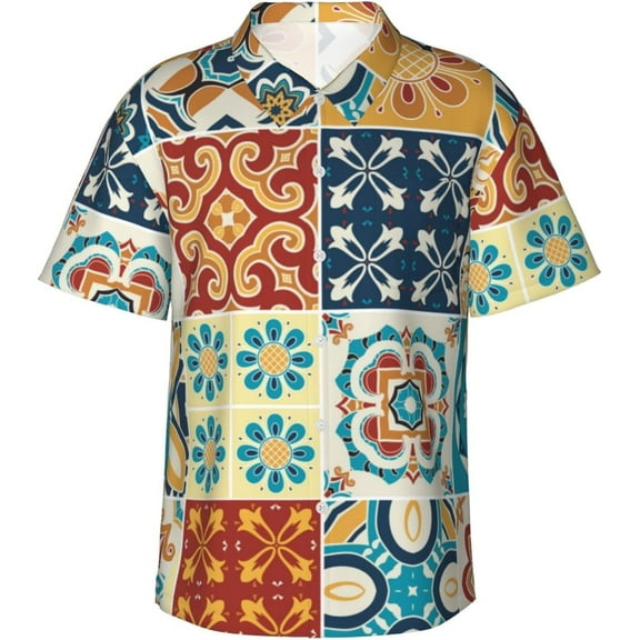 Men's Funky Hawaiian Shirt Short Sleeve Button Down Shirts Beach Party Holiday