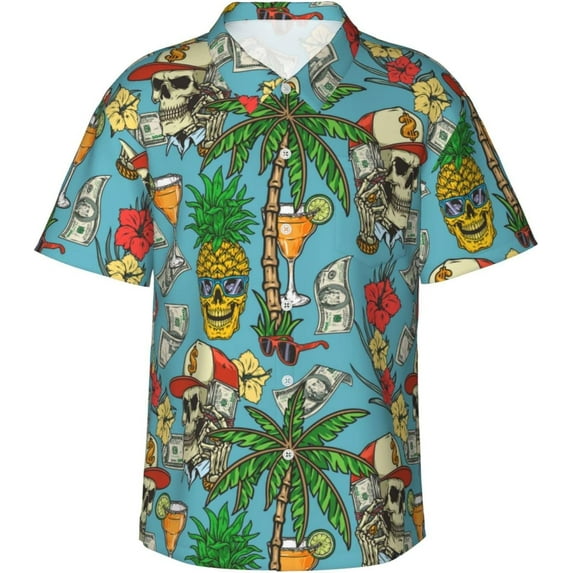Men's Funky Hawaiian Shirt Short Sleeve Button Down Shirts Beach Party Holiday