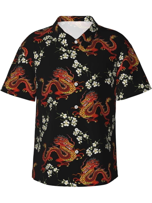 Men's Funky Hawaiian Shirt Short Sleeve Button Down Shirts Beach Party Holiday