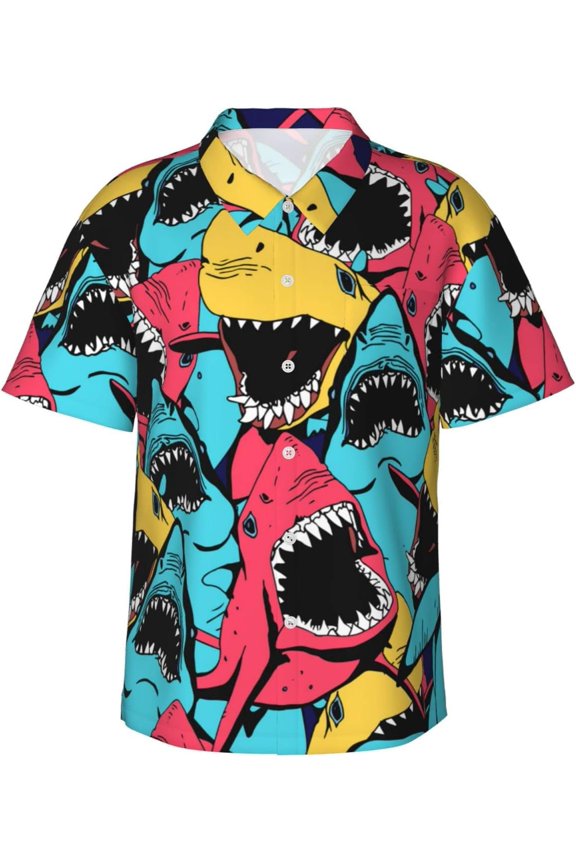 Men's Funky Hawaiian Shirt Short Sleeve Button Down Shirts Beach Party Holiday