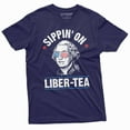 thumbnail image 1 of Men's Funny 4th of July Sipping on Liber-tea sarcastic T-shirt George Washington Liberty Tea Shirt (Medium Navy Blue), 1 of 7