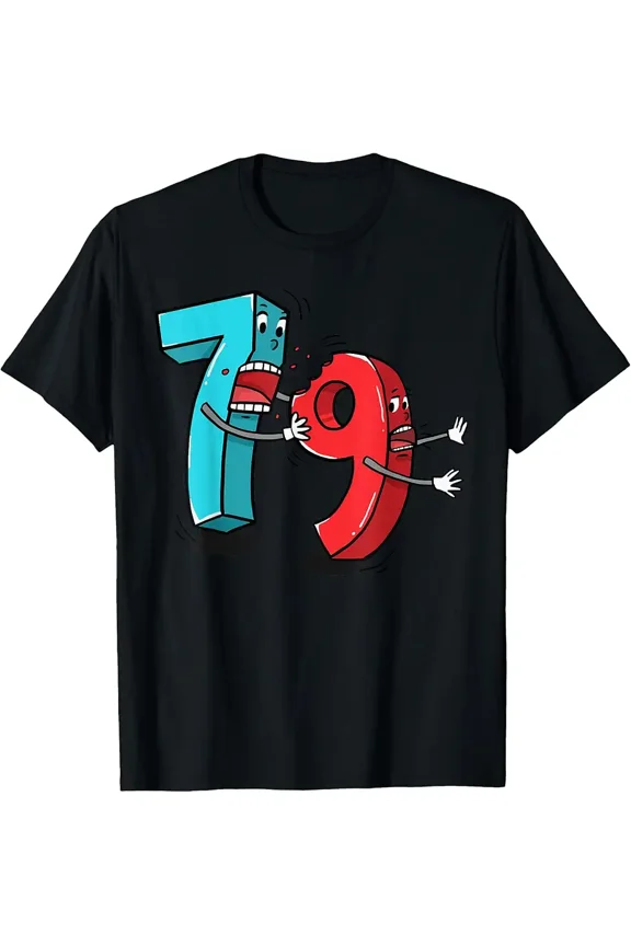 Men's Funny 7 Ate 9 Math Pun Cartoon Graphic T-Shirt