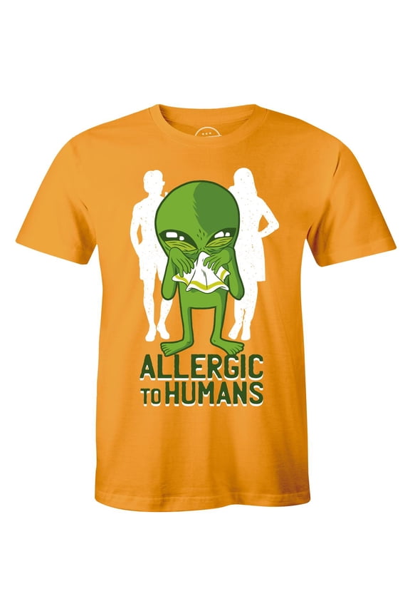 Men's Funny Alien Allergic To Humans Space Aliens Sick T-Shirt