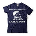 thumbnail image 1 of Men's Funny Astronaut Dog Shirt First Dog In Space Shirt LAIKA Boss Shirt Humorous Gifts (Small Navy Blue), 1 of 6