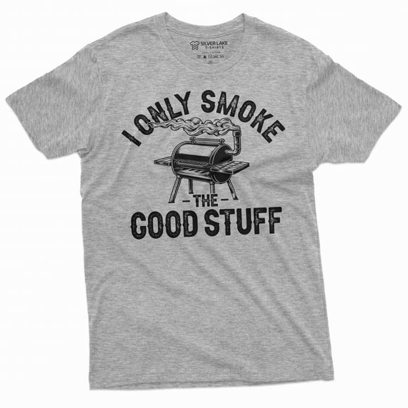 Men's Funny BBQ grilling grill T-shirt smoke good stuff double meaning dad uncle grandpa gift tee (Medium Grey)