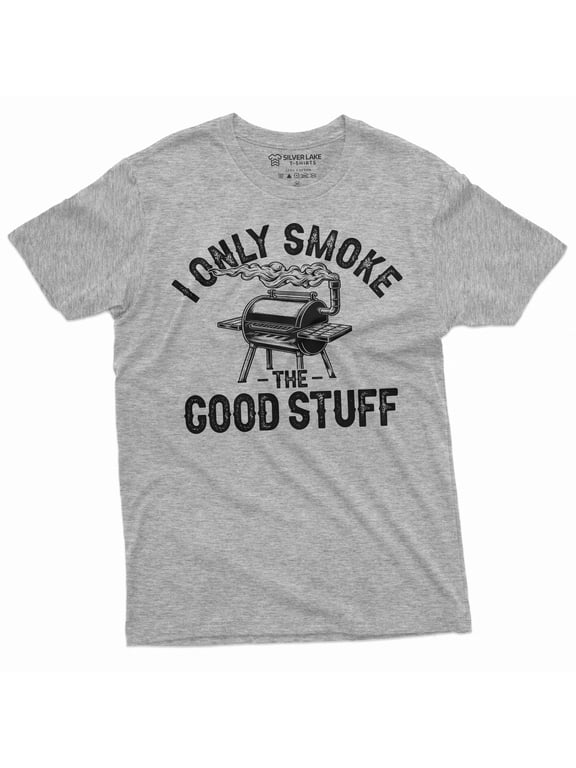 Men's Funny BBQ grilling grill T-shirt smoke good stuff double meaning dad uncle grandpa gift tee (X-Large Grey)