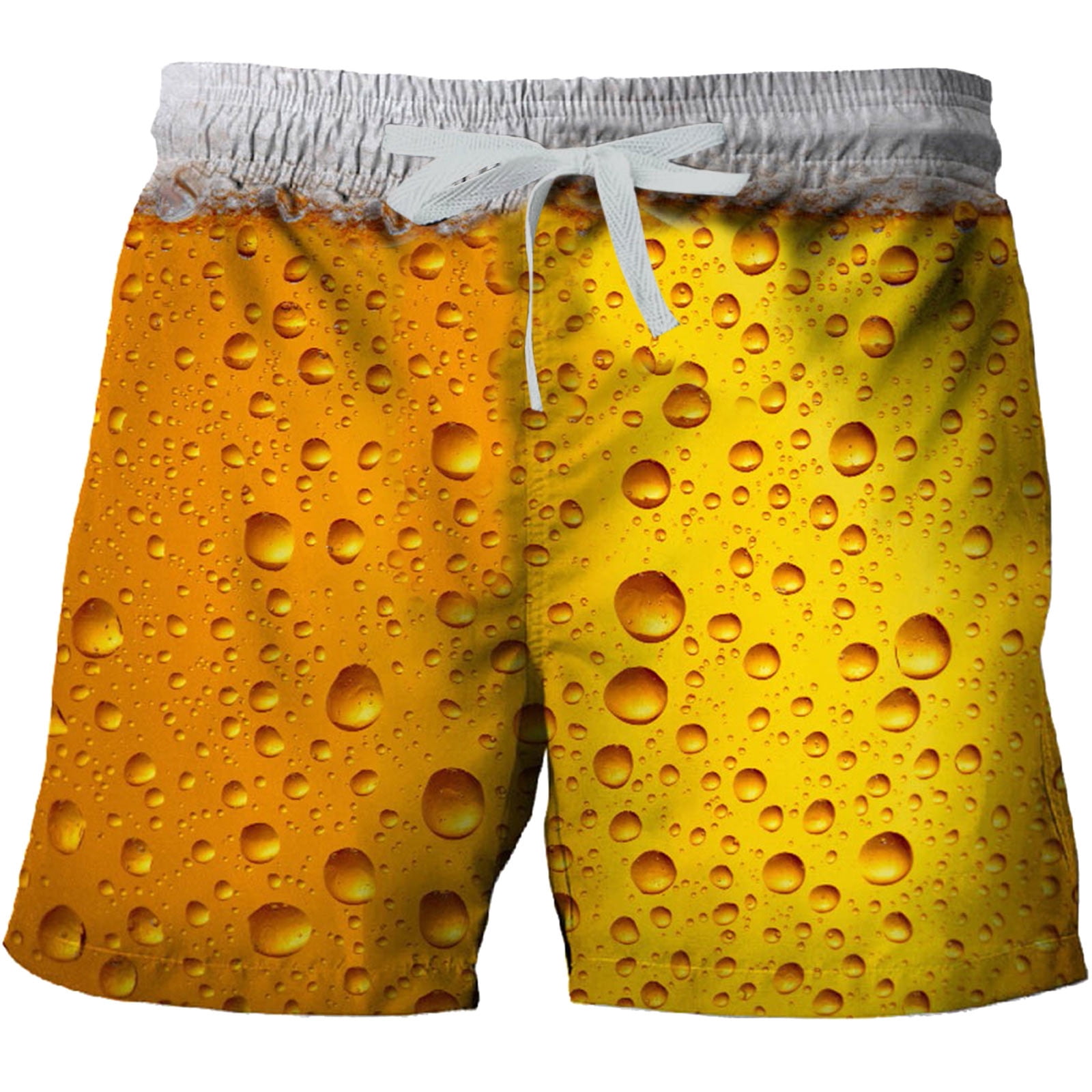 Men's Funny Beer Beach Shorts Swimming Trunks Drawstring