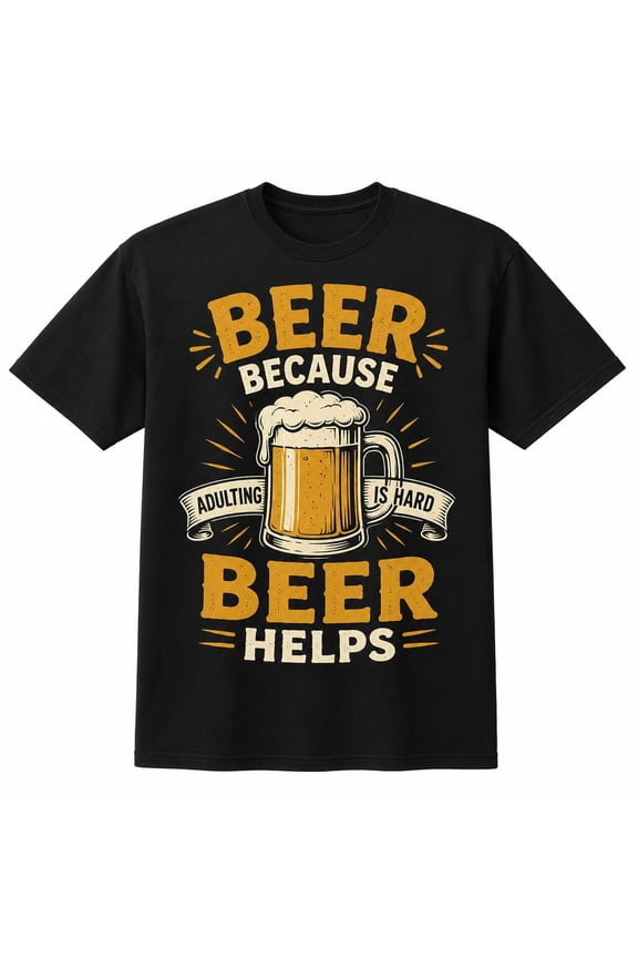 Men's Funny Beer Graphic T-Shirt, Unisex Classic Fit Crew Neck Short Sleeve Tee