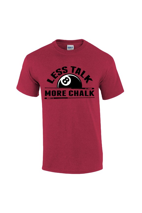 Men's Funny Billiards T-shirt Less Talk More Chalk Pool Player Short Sleeve Graphic Tee-Antique Cherry-xxxl