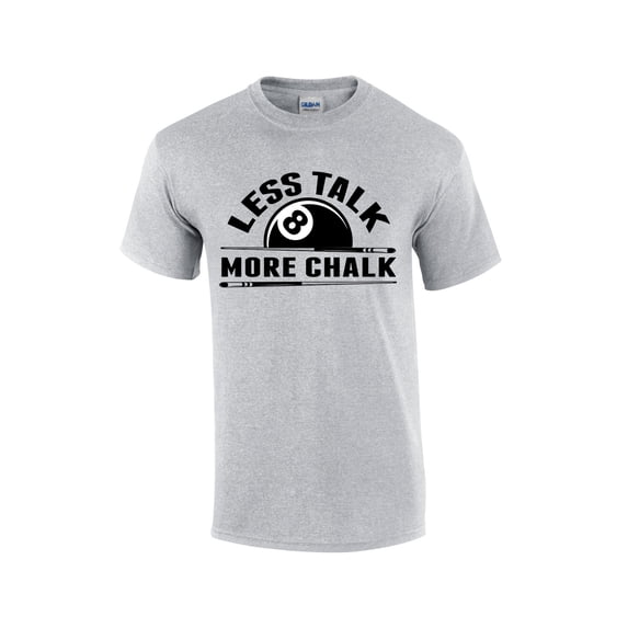 Men's Funny Billiards T-shirt Less Talk More Chalk Pool Player Short Sleeve Graphic Tee-Sports Grey-4xl