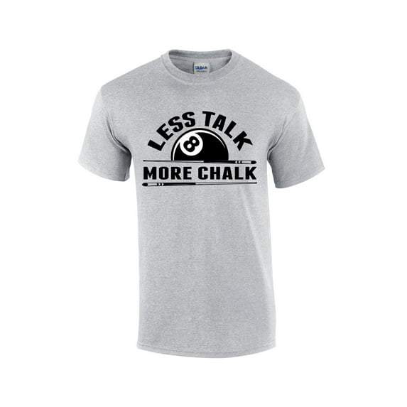 Men's Funny Billiards T-shirt Less Talk More Chalk Pool Player Short Sleeve Graphic Tee-Sports Grey-6xl